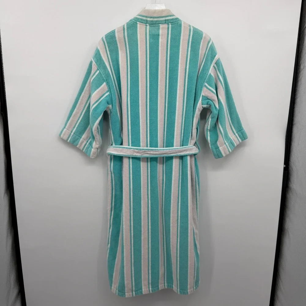 Vintage Terry Cloth Mens Robe One Size Pockets Belted Smoking Jacket Old Money